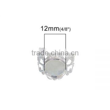 Copper Adjustable Rings Round Silver Plated Pattern Hollow 16.5mm photo-2