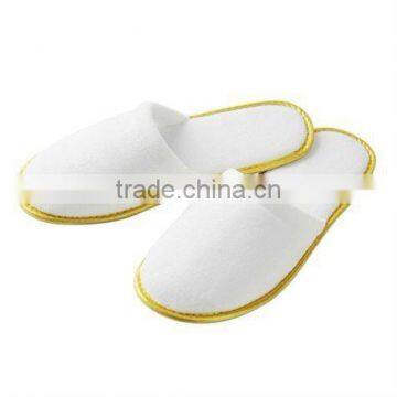 High end 100% cotton closed toe hotel velour disposable slipper