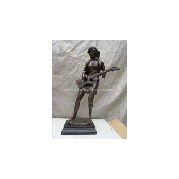 Bronze Lady Guitar Sculpture