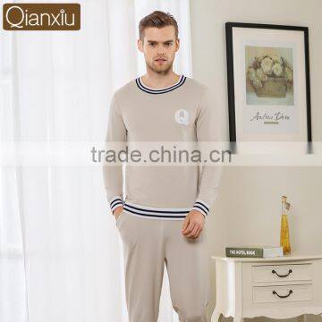 Hot Selling Qianxiu Long Sleeved Knitted Cotton Couple Jersey Mens Outdoor Pajamas