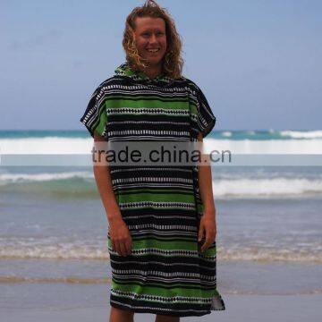 Surf Poncho Beach Towel Plain Pattern Velour Bath Robe With Hooded