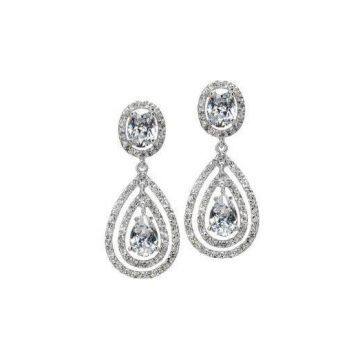 Double Tear Drop Cubic Zirconian Dangle Earrings