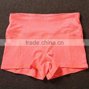 Women Color Contrast Waistband Skinny Sports Yoga Shorts With Two Side Pocket photo-5