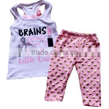 bulk wholesale kids clothing sleevelesse printing top Hot stamping polka-dot pant kids clothing baby clothes summer