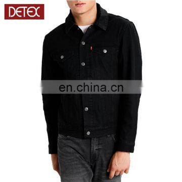 Wholesale Mens Button Fastening Black Denim Jacket