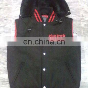 Detatchable hoodied varsity jacket without sleeve