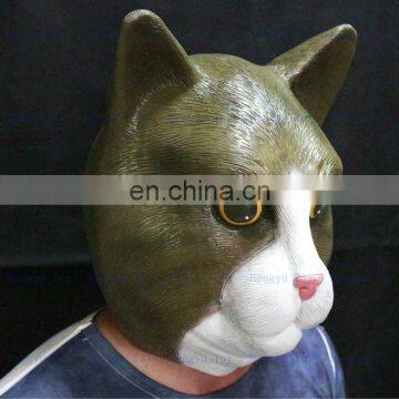 Brand New Eco-friendly vivid Rubber Latex Cat Mask full head Deluxe Animal Party Mask