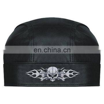 HMB-901Q LEATHER SKULL CAP DURAG HEAD WRAP BANDANA SKULLCAP HATS SCARF SKELETON STYLE