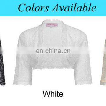 Belle Poque Womens Ladies Wedding Bridal Bridesmaid 3/4 Sleeve Black Lace Shrug Bolero BP000319-1 photo-5