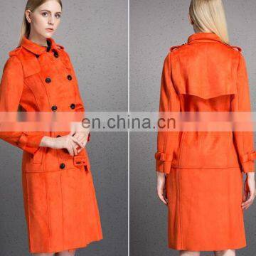 2016 design for winter women fashion casual coat/ long sleeve coat high quality faux suede coats OEM