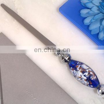 Dazzling Murano Art Blue and White Letter Opener