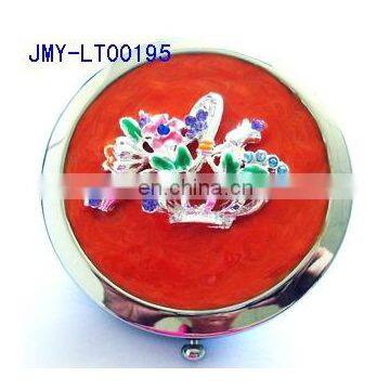 HOT Silver Maked up Compact Mirror With Flower Decoration photo-2