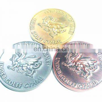 3D Different Antique Plating Gold Silver Copper DRAGON MEDAL