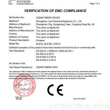 CE-EMC TEST CERTIFICATE