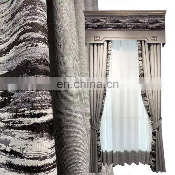 Luxury linen look patchwork blackout  modern curtain