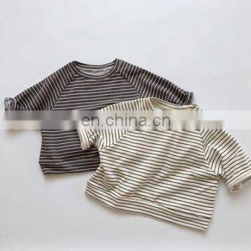 2020 Boys Autumn Color Cotton Terry Boys Thicken Striped Pullover Top