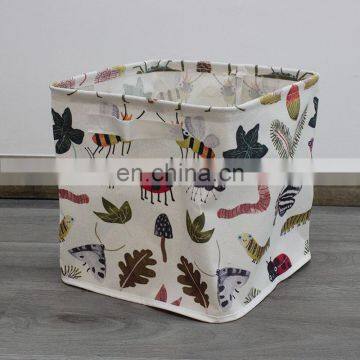 Home Organization Cotton Linen Laundry Basket Box Canvas Foldable Storage Boxes Bins Cubes Boxes