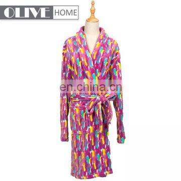 Wholesale Kimono Collar 100% Polyester Printed Super Soft Coral Bathrobe photo-2