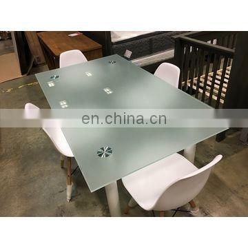 3-19mm tempered acid etched glass and silk screen printing table top