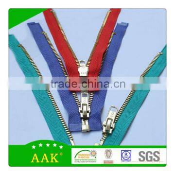 5#Open end auto lock slider brass zipper
