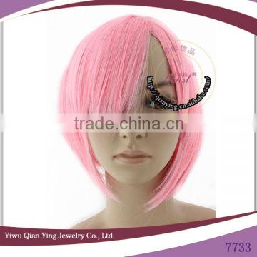 light pink heat resistant short synthetic cosplay wig