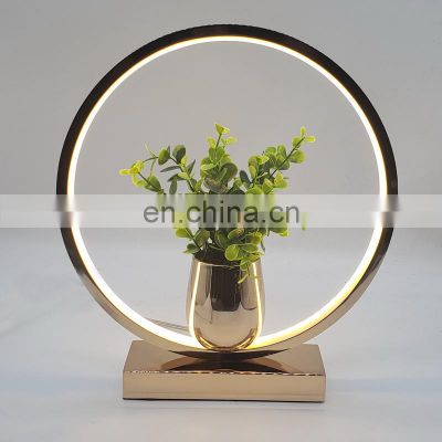 Modern Gift Home Decor Bedside Hall Round Desk Lampara Plant Accessory White Circle Led Table Lamps