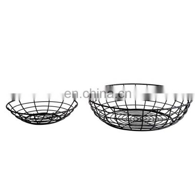 Home decor set of 3 round Black Decoration Metal Wire basket