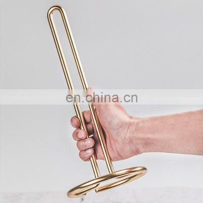 Fashion Style Plated Surface Metal Wire Paper Top Quality Tissue Paper Holder for Kitchen Strengthen Pillars Kitchen Roll Holder photo-3
