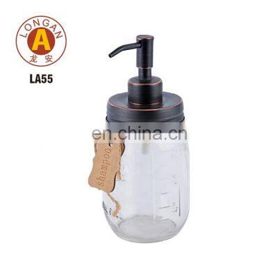 Wholesale Bathroom Sets Stainless Steel 304 Mason Jar Round Shape Glass Bottle With Mason Jar Soap Dispenser Lid photo-2