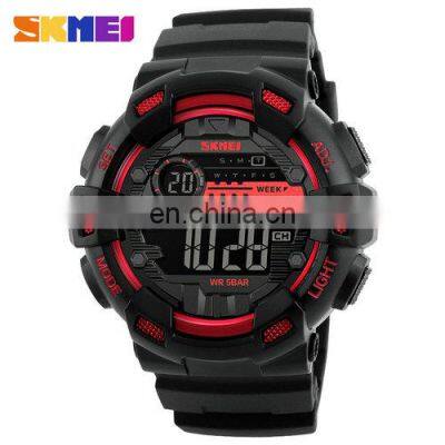 SKMEI 1243 Fashion Silicone LED Digital Chronograph Men's Watch 50M Waterproof Back Light Sport Watch