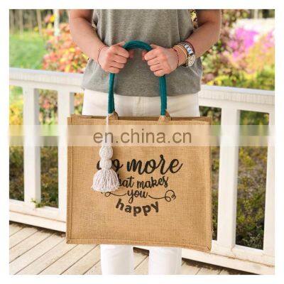 ECO-friendly Custom-Made Jute Carrier Shopping Bag Organic Cotton Tote Jute Bags
