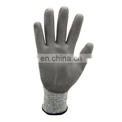 HPPE En388 Glass Garden Protective Anti Cut Level 5 PU Coated Construction Work Safety Cut Resistant Gloves photo-4