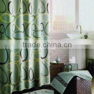 2PCS PP PRINT SOFTTEXTILE BATH MAT WITH POLYESTER PRINTING SHOWER CURTAIN AND FABRIC HOOKS