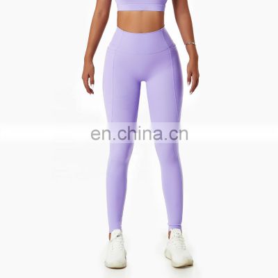 High Waist Yoga Fitness Leggings Tik Tok Butt Lifting Sports Pants With Side Pockets