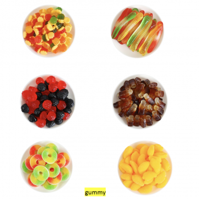 Assorted Fruit OEM Halal Gummy Candy with different shapes and Sour Candy, Marshmellow, Jelly Bean, Peeling candy, Roll Candy