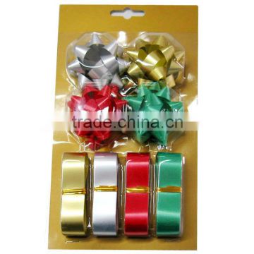 Decoration Set with star bow and packing ribbon eggs for gift and holiday decoration