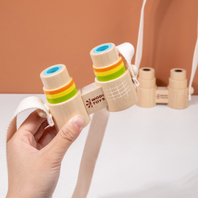 Children's Fun Wooden Portable Binoculars, Mini Magnifying Glass, Outdoor Observation Educational Toy photo-3