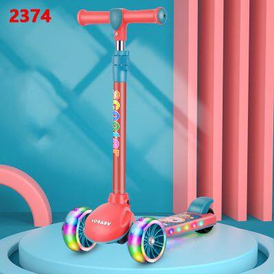 Children's Scooters, Children's 3-wheel Music Glowing Folding Toys, Outdoor Sliding Sports, Boys and Girls