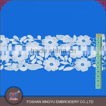 New Design OEM custom shaped polyester chenille silk chemical guipure embroidery lace trim wholesale in China