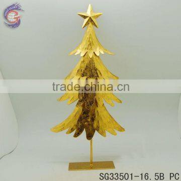 Mini gold colour metal Christmas tree craft for decorating home