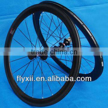 FLX-WS-CW05 Full Carbon 700c Road Bike Bicycle Clincher Wheelset 50mm : Rim + Spokes + hub + Brake Pads + QR skewers