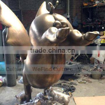 Outdoor Brass Welding Flying Pig Metal Bronze Sculpture photo-4