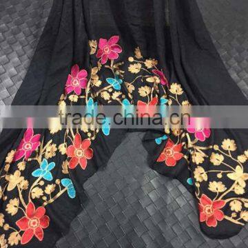 New Style Viscose Colorful Flower Fashion Woman Shawl Embroidery Designs