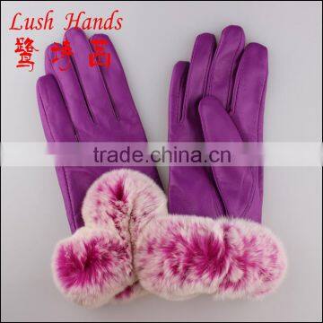 premium sheepskin leather gloves with real Rex Rabbit Fur gloves