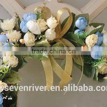 Custom Simulation Wreath Door Decoration Pendant Married the Wedding Floristry Villa Home Decoration Car Wedding Decoration Blue photo-4