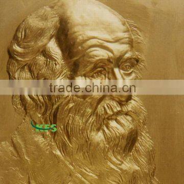 Bronze famous relief statue of Darwin head