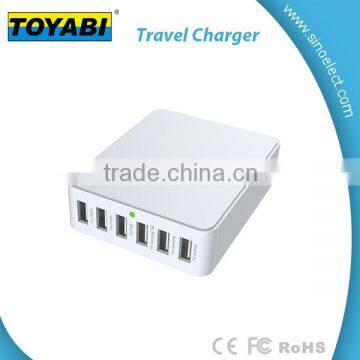 6 IN 1 USB ports Universal World Wide All-in-one Safety Travel Charger Wall Charger Adapter Plug with 5V 9A capacity