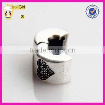 Heart Charm With Clear Stone 925 Sterling Silver Clasp Stopper Beads photo-4