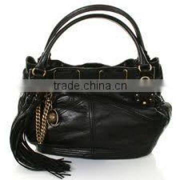 2015 LADIES HAND BAGS LEATHER MATERIAL JET BLACK COLOR