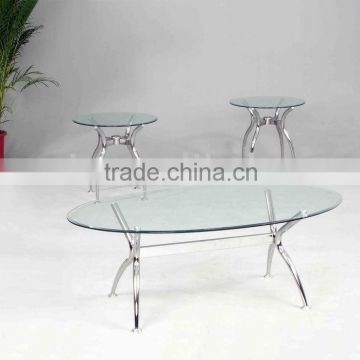 Modern Coffee table set/Glass Coffee Table and End Table with metal legs